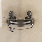 VOLPONE Corner Shower Caddy Suction Cup, 2 Pack Shower Shelves No Drilling, Showers Organizer Storage with Towel Bar & Removable Hooks, Bathroom Shower Shelf Rack for Inside Showers - Image 2