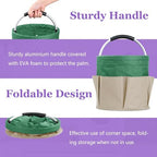 17L Foldable Cleaning Supplies Caddy with Handle, Khaki with Green - Image 3