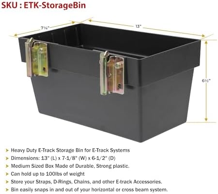 Mytee Products Heavy Duty E-Track Storage Bin for E-Track Systems - Large E-Track Basket Organizer for Trucks, Enclosed Trailer, Garage, Vehicles - E-Track Accessories for Enclosed Trailer - Image 3