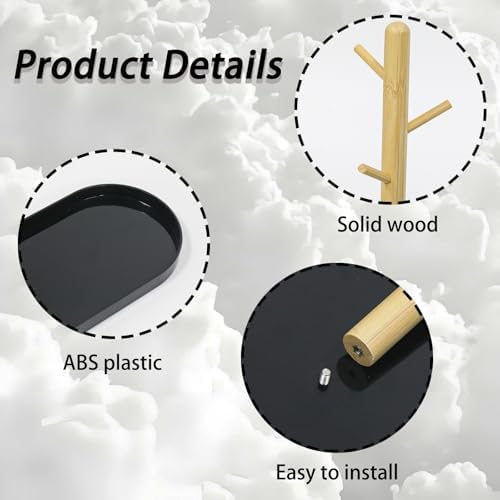 Black Multi-Functional Key Tray, Wood Key Bowl Jewelry Tray, 3-Tier Hanging Organizer for Entryway/Rings Phone Bracelets Watches - Image 3
