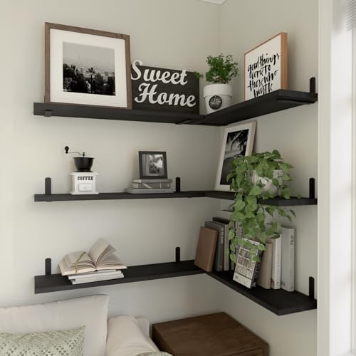 WOPITUES 24'' Long Floating Shelves for Wall Decor & Storage, Black - Image 5