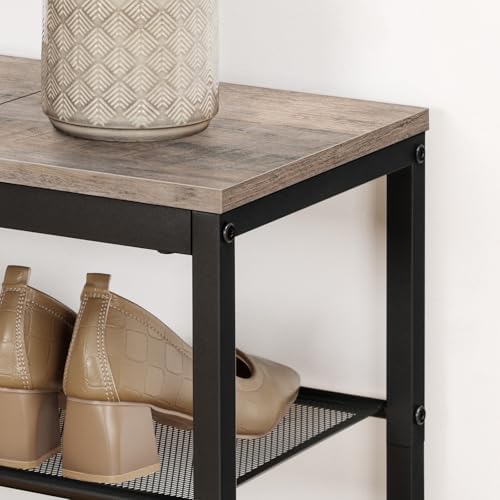 HOOBRO Shoe Bench, 3-Tier Shoe Rack, Industrial Shoe Organizer Storage Bench, 19.7 inches Entry Bench with Mesh Shelves, for Entryway, Living Room, Hallway, Easy Assembly, Greige BG50HX01 - Image 7