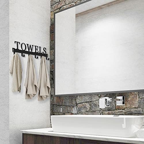 Over The Door Hooks, Towel Holder for Bathroom, Mount Rack Metal Bath Hanger Bedroom Kitchen Pool Beach Bathrobe Wall Hooks (6 Hooks, Black). - Image 6
