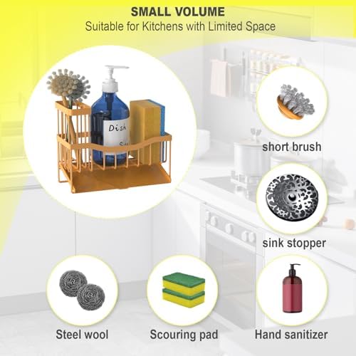 Fssvcd Maifan Sink Caddy Sponge Holder for Kitchen with Brush Holder and Stainless Steel Self Drain Tray, Rustproof Kitchen Sink Organizer for Sponge, Soap Dispenser Storage Accessories - Image 3