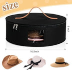 Chunful Hat Box for Women Storage Cowboy Hat Box, Black, Height 6.3 Inches | Travel Hat Box Stackable Round Wide Brim Sun Hats Organizer Bag Container for Closet Foldable Cap Boxes with Lid Space Saving - Image 2