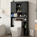 Halitaa Toilet Rack with 2 Sliding Barn Doors, Black by Halitaa