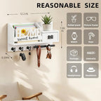 AIRPOP Key Holder Wall Mount-Home Sign Mail and Key Organizer for wall with 3 Hooks and Storage Drawer, Easy Installation Key Rack Hanger for Entryway Living Room House Decor (White) - Image 2