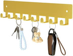 pickpiff Key Holder Wall Mount, Adhesive Key Rack with 8 Hooks Hanger for Car Key Ring, Metal Key Chain Organizer, Gold 1 Pack by pickpiff