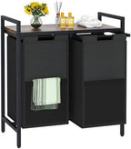 Huhote Laundry Hamper, double Laundry Basket, Laundry Sorter with Top Shelf & 2 Removable Washable Bags & Side Pockets for Laundry Room organization, Bathroom and Dorm, Rustic Brown and Black by Huhote