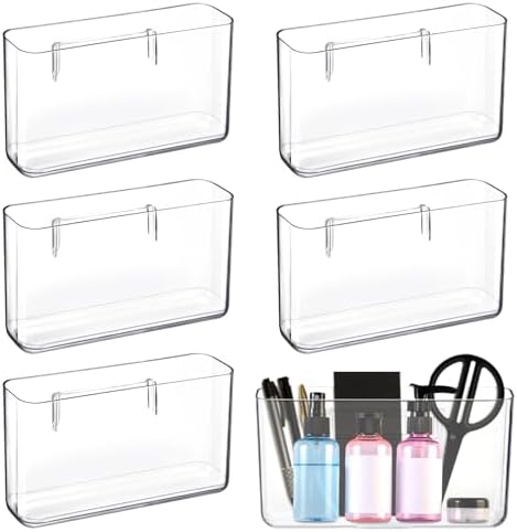 Suzile 6 Pack Wall Mount Organizer Acrylic File Holder Adhesive Cabinet Door Organizer Wall Mounted Storage Box for Office Kitchen Bathroom Bedroom Garage Craft Room Collection(Big) by Suzile