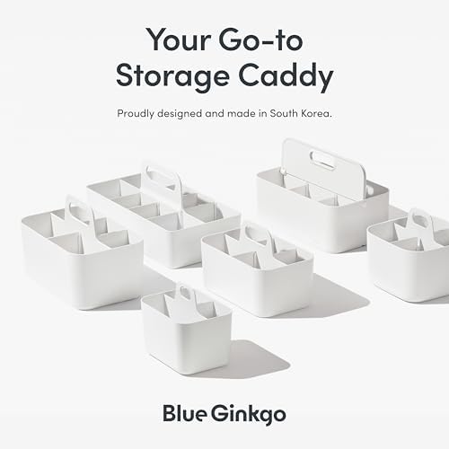 BLUE GINKGO Stackable Organizer Caddy, Square, White, Made in Korea - Image 6