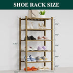 Smiry Bamboo Shoe Rack, 8 Vertical Slats, 5 Tier - 17.3" Wide, Walnut - Image 2
