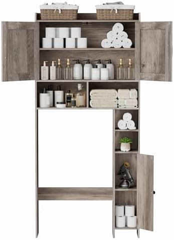Homhedy Wooden Over The Toilet Storage Cabinet with Barn Door - Image 7