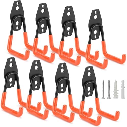 8 Pack Heavy Duty Garage Hooks Storage Organizer Wall Mount Power and Garden Tool Hangers, for Hanging Ladders, Ropes, Hose, Bulk Items by LUPYJI