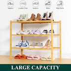 Smiry Bamboo Shoe Rack, 14 Vertical Slats, 3 Tier - 26.8" Wide, Natural - Image 6