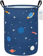 Round Laundry Basket Collapsible Storage Hamper Organizer Space Astronaut - Image 2