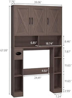Vabches Over The Toilet Storage Cabinet with 3 Barn Doors.Espresso - Image 2