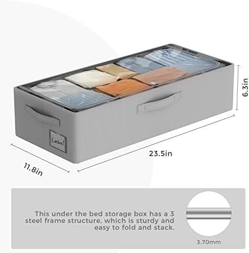 CYhom Under Bed Storage Bins Frame Storage Box Oxford Fabric Sturdy Underbed Container Foldable Stackable Large Capacity Clothes Organizer - Image 4