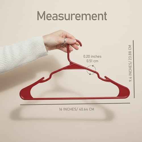Utopia Home Plastic Hangers 50 Pack – Space Saving Clothes Hanger Red | Durable & strong | Closet organizer & storage | Ideal for apartments, dorms & stocking stuffers - Image 2