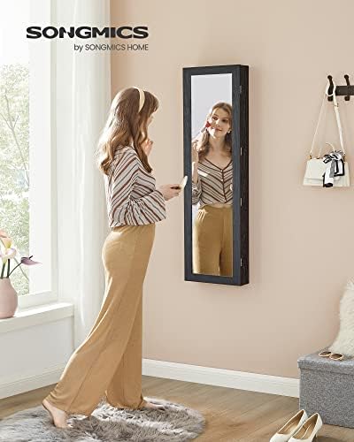 SONGMICS 6 LEDs Mirror Jewelry Cabinet, 47.2-Inch Tall, Lockable - Image 2