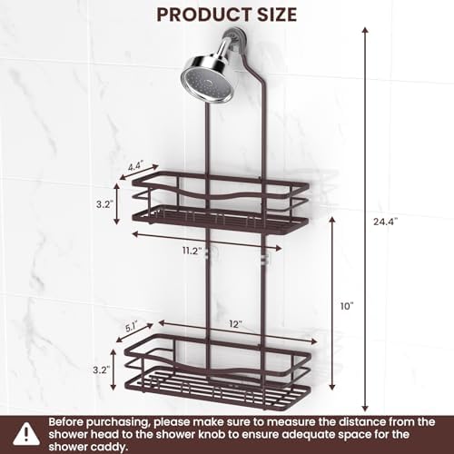 Rustproof Shower Caddy Hanging with Soap Holders for Bathroom, Bronze - Image 6
