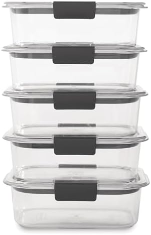 Rubbermaid Brilliance Tritan Plastic Food Storage Containers BPA Free Airtight Lids Ideal for Lunch Meal Prep & Leftovers Set of 5 (3.2 Cup) - Image 2