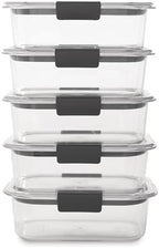 Rubbermaid Brilliance Tritan Plastic Food Storage Containers BPA Free Airtight Lids Ideal for Lunch Meal Prep & Leftovers Set of 5 (3.2 Cup) - Image 2