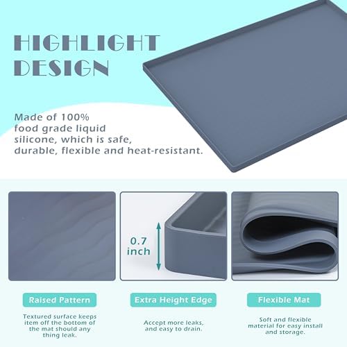 URMONA Waterproof Silicone Under Sink Mat 40'' x 22'' Shelf Liner for Kitchen and Bathroom, Cabinet and Counter Protector, Storage and Organizers, Litter Mat, Pet Cat Puppy Essentials(Beige) - Image 3