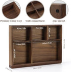 MultiBey 5-Slot Walnut Valet Tray, Wooden Nightstand & Desk Organizer - Image 2