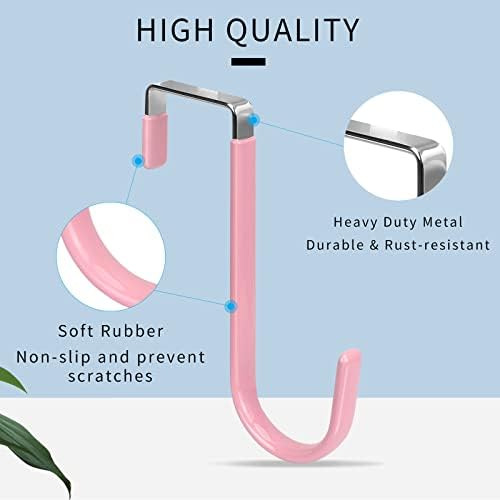 FYY Over the Door Hooks, Single-Hanger 4 Pack, Fits Doors 1 3/8" Pink - Image 3