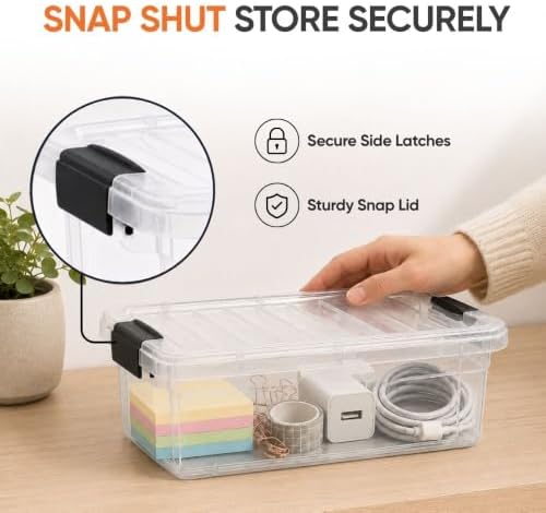 Superio 1.27 Quart Clear Plastic Storage Containers with Lids, Stackable Organizer Bins, BPA-Free Storage Boxes for Home, Office, Dorm & Classroom, 4 Pack - Image 6