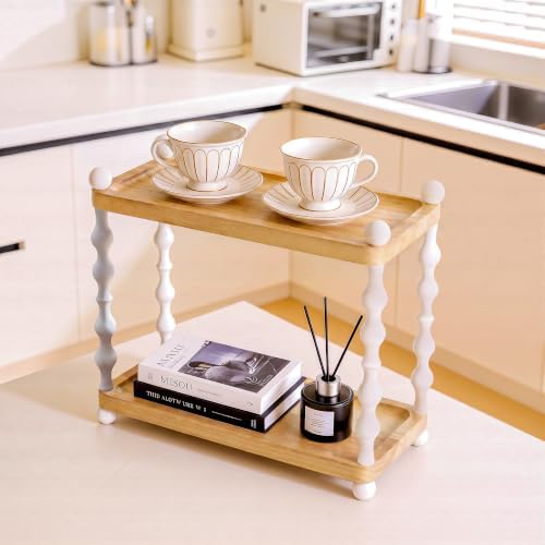 2-Tier Bathroom Counter Organizer, Retro Wooden Vanity Sink Shelf - Image 7