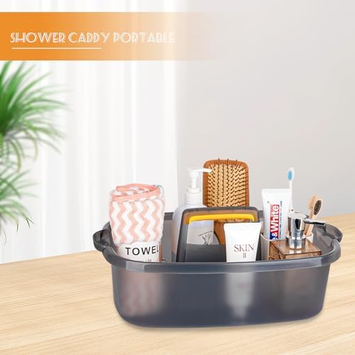 Large Cleaning Supplies Caddy Portable Shower Caddy Basket Clear Grey 2Pk - Image 3