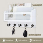 Nekon Mail and Key Holder for Wall Decorative, 11 Inch Mail Holder, White - Image 3