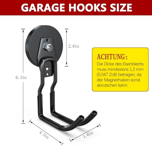 3-H Heavy Duty Magnetic Hooks,No-Drill Garage Power Tool Holder, 4 Pack - Image 5