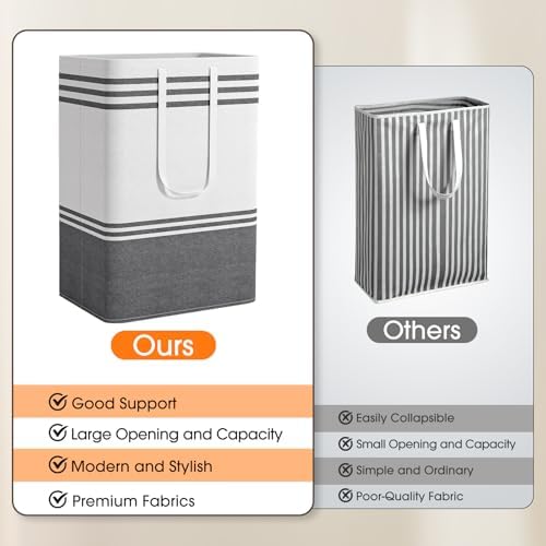 2 Pack Large Laundry Baskets, Laundry Hampers for Dorm, Bathroom, Room 75L - Image 5