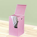 Simple Houseware Foldable Laundry Hamper Basket with Lid, Pink - Image 3