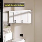 White Laundry Room Cabinets and Storage with 3 Doors and Utility Adjustable Shelf，Gabinetes Para Cocina Cupboard Kitchen Organizers and Storage Pantry Wall Mounted 12.4"D x 35.4"W x 19.7"H - Image 6