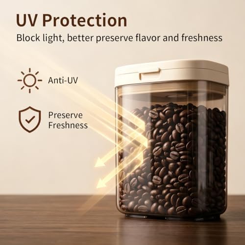 Airtight Food Storage Container with Magnetic Scoop & Built-in Leveler, 1200ML Coffee Storage Container with Date Tracker, BPA Free UV Blocking Food Container for Coffee Beans, Ground Coffee, Tea - Image 4