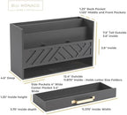 BLU MONACO | Wooden Mail Organizer with Drawer Gold Handle | Mail Sorter Organizer Countertop and Outgoing Mail Holder | Tabletop Organizer with Drawers Grey Desk Storage - Image 3