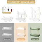 Akinbas 2 Tier Bathroom Organizer Countertop Makeup Perfume Tray Skincare Organizer for Bathroom Dresser Vanity (White) - Image 2