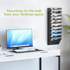 EasyPAG 10 Pocket Mesh Wall File Organizer, Hanging Paper Folder Holder with Classify Label, Vertical Wall Mount Mail Organizer for Office Home Classroom, Black - Image 2