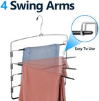 Pants Hangers 9 Pieces,5 Tier Closet Organizers and Storage Clothes Hanger,Hangers Space Saving with Swing Arm,Multiple Metal Hanger Clothes Organization for Pants Trousers Jeans Leggings Slacks - Image 2