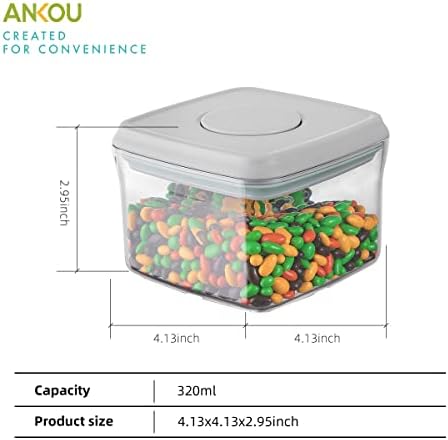 Ankou Airtight Food Storage Container - 0.32 QT （380ml Small Pop Up Food Containers With Lids, Bpa Free Stackable Container for Sugar Tea Candy- 8 Labels - Clear - Image 2
