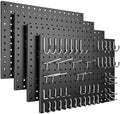 Spampur Peg Board, 4 Pack Metal Pegboard Panels with 50 Hooks, Black Pegboards Wall Organizer, Heavy Duty Peg Board for Walls Home, Garage Tool Storage, Office Organization, Craft Room, Kitchen by Spampur