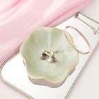 Binoster Ceramic Jewelry Dish,Leaf Jewelry Tray Key Tray,Small Ring Dish Holder Jewelry Plate Trinket Tray Catchall Tray Nightstand Decor For Entryway Green Table Room Decor - Image 3