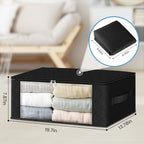 HomeHacks 4-Pack Clothes Organizer Storage Bags, 35L Storage Bins, Black | Foldable Storage Box Container with Zippers, Clear Window, Reinforced Handles for Closet, Dorm, Pillows, Bedding, Sweater - Image 2