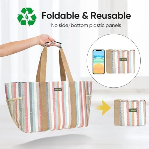 BALEINE Soft 9 Gallon Extra Large Utility Tote, Foldable Reusable Storage Bag (Color Stripe) - Image 3