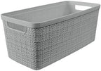 Curver Set of 8 Slim 6.8L Jute Decorative Plastic Organization and Storage Baskets - Perfect Bins for Home Office, Closet Shelves, Kitchen Pantry and All Bedroom Essentials, Grey - Image 3