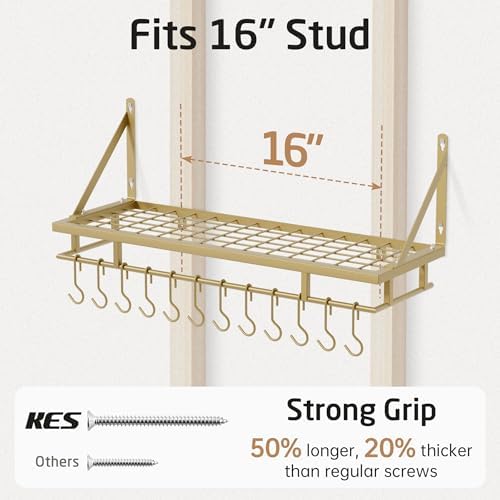 KES 30-Inch Gold Pot Rack, Wall Mounted Hanging Pot and Pan Organizer - Image 5